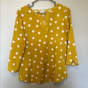 Van Heusen Mustard Polka Dot V-Neck Blouse